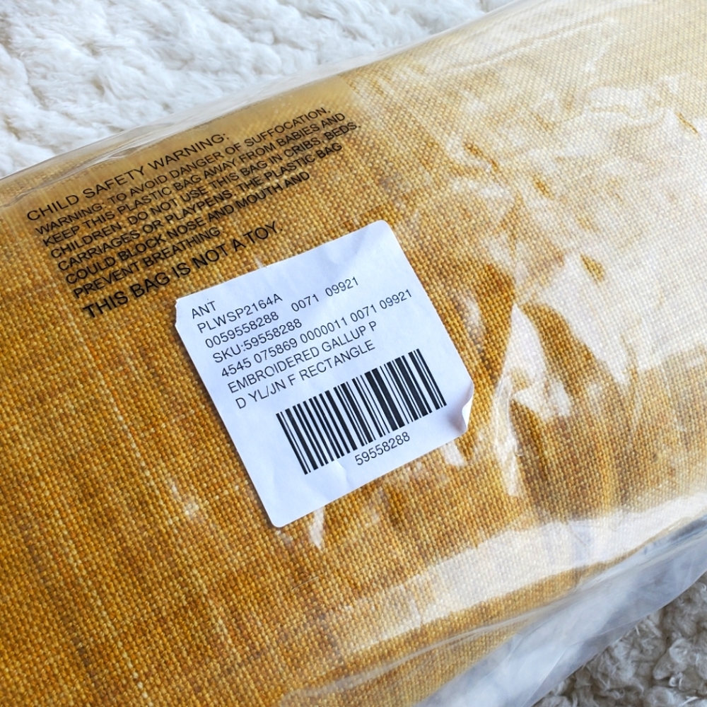 Anthropologie Embroidered Galanos Pillow- ochre - Picture 6 of 6